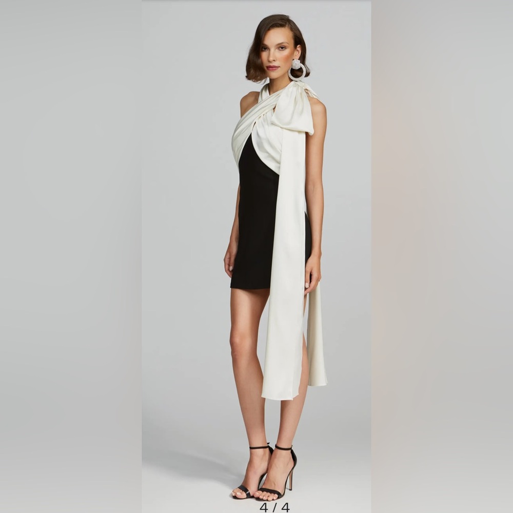 HALSTON RENAE DRAPED TWO-TONE HALTER MINI Dress-SHOWSTOPPER-NWT SIze 6 & 14